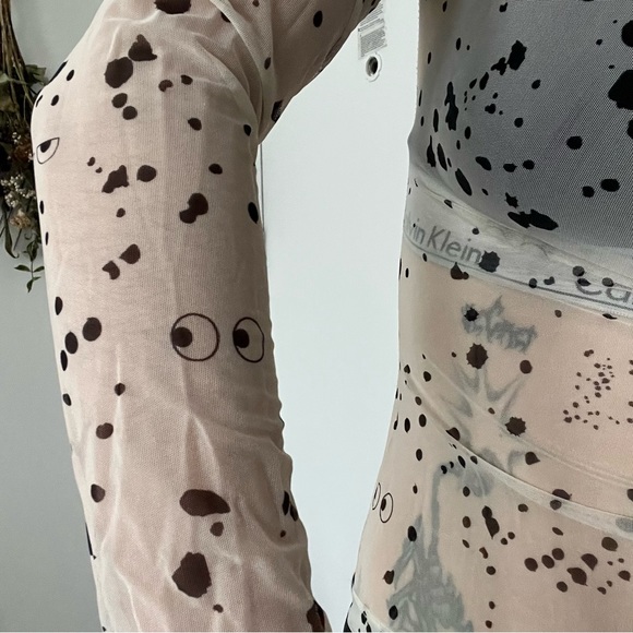 Lazy Oaf x studio arhoj black and white sheer long sleeve - Picture 3 of 4